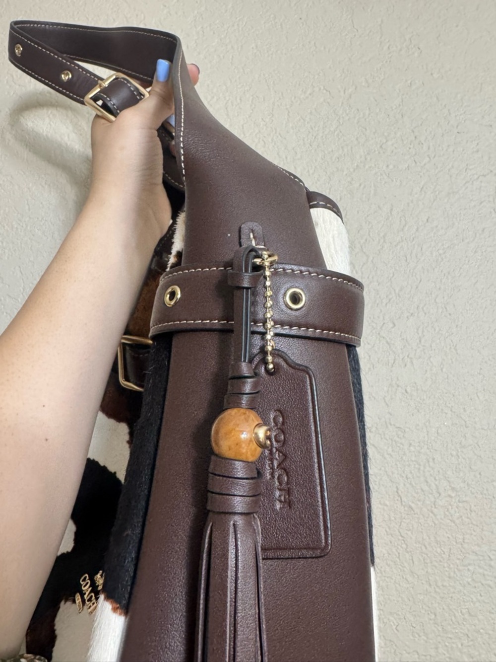 Coach Convertible Hadley Brown & White Cowhide Leather Shoulder Bag crossbody - Picture 2 of 7